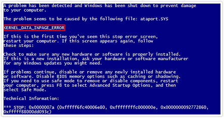 KERNEL_DATA_INPAGE_ERROR Blue Screen of Death error