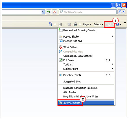 Internet explorer options
