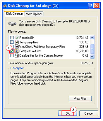 Compress old files In Disk Cleanup