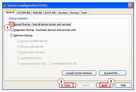 Choose Normal Startup to Repair Windows Installer issues