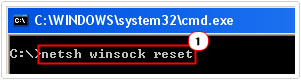 Command netsh winsock reset