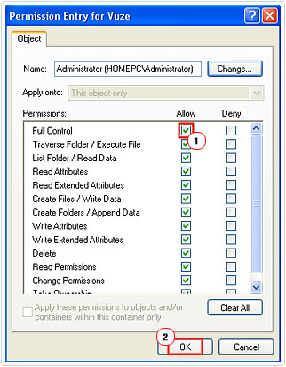 Permission Entry for object
