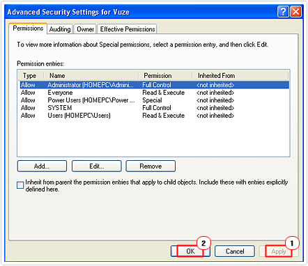 Confirm Advanced Security Settings