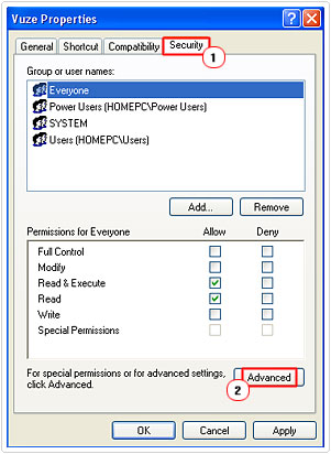 Program security settings
