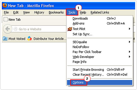 select firefox options