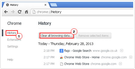 Access Clear all browser data