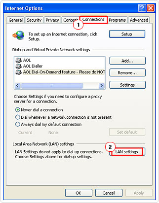 access LAN settings