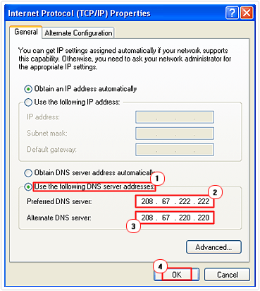 put in opendns servers