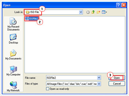 select and open iso file
