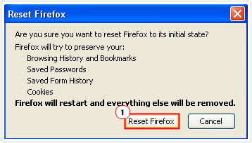 confirm reset firefox