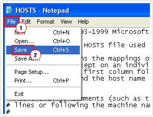 save changes to host file