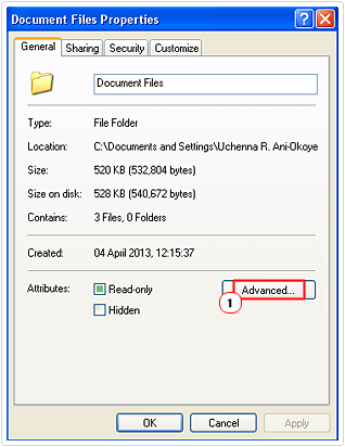 access advanced folder options