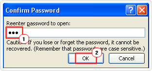 reenter open password
