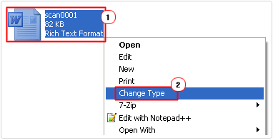 select change type on file