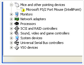 yellow exclamation mark in device manager