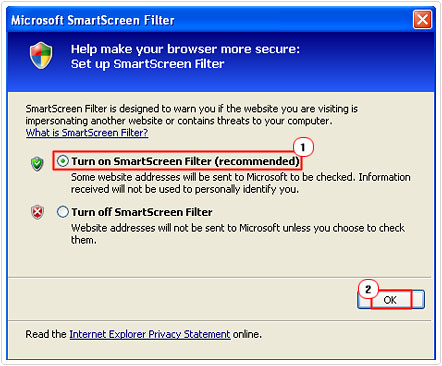 enable IE filter