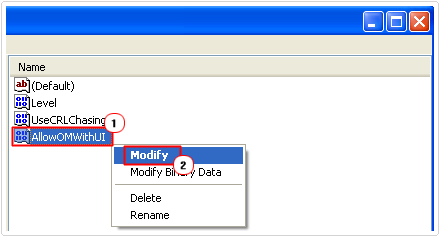 modify AllowOMWithUI value