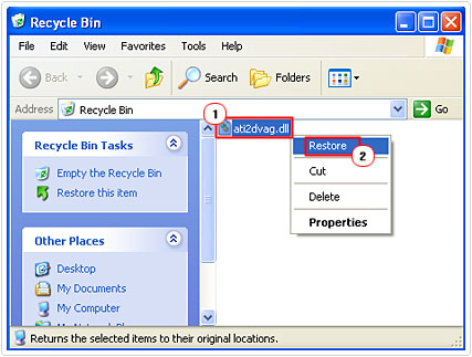 restore file from recycle bin
