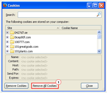 Remove All Cookies Button