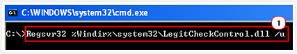 Unregistered the LegitCheckControl.dll Using Regsvr32 