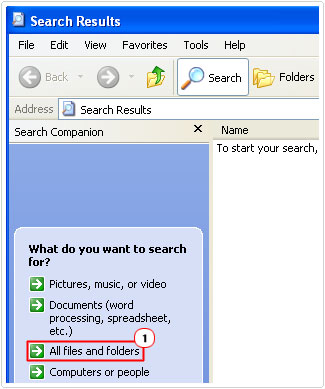All files and folders Option Search