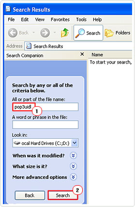 Search HD for pop3uidl file