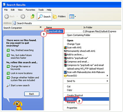 Select and Delete pop3uidl 
