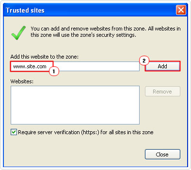 Add Trusted Sites Into Box