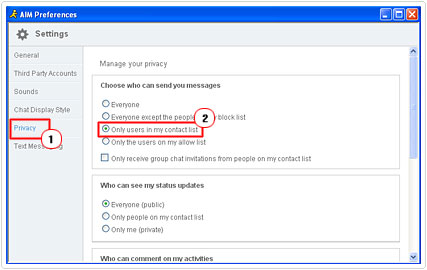 AIM Only users in your contact list
