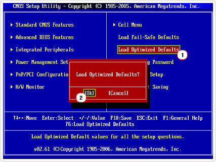 Select Load Optimised Defaults