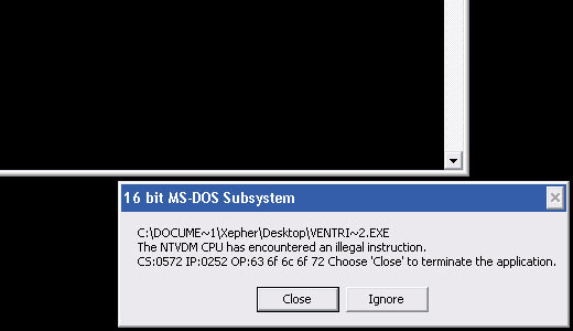 Exe 32 bit. 16 Разрядная подсистема MS dos процессор ntvdm. The ntvdm CPU has encountered an illegal instruction. Ntvdm. Net_updater32.exe Bright SDK Updater 32 бита.