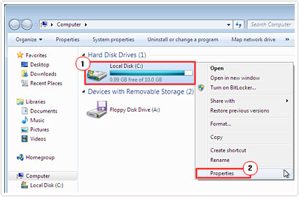 Right Click select Properties