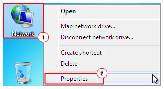 Click on Network then Properties