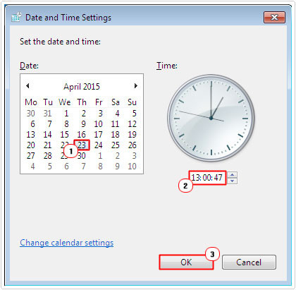 set the correct date/time