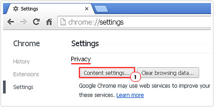 Click on Content Settings