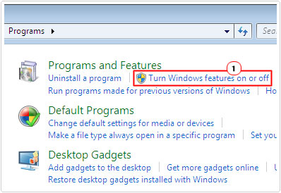 Select Turn Windows features on or off