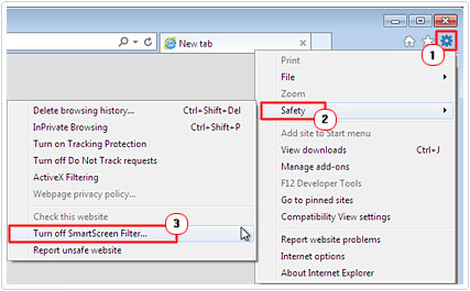 Select Turn off SmartScreen Filter