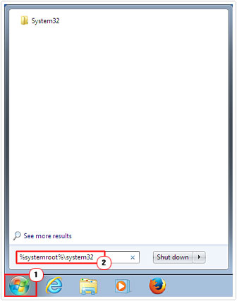 Type %systemroot%\system32