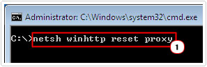 type netsh winhttp reset proxy