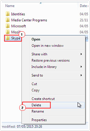 Delete Skype Folder if Skype not working