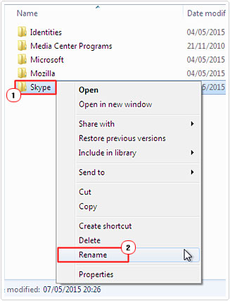 Change Skype folder name