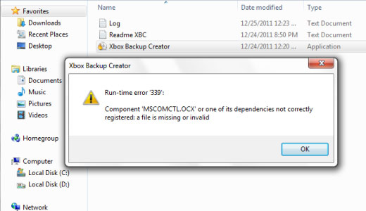 runtime error 339 mscomctl ocx vista