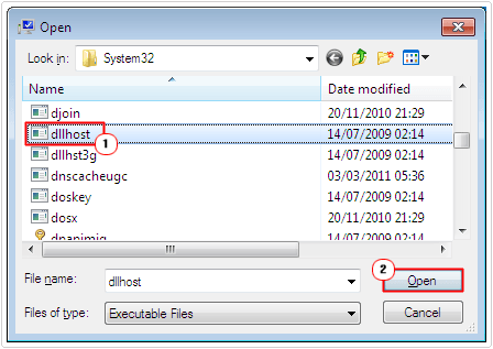 Open dllhost.exe