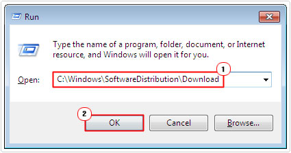 run -> C:\Windows\SoftwareDistribution\Download -> ok