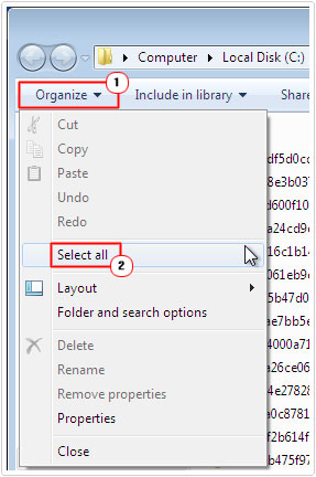 Select Organize -> Select All