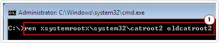 type ren %systemroot%\system32\catroot2 oldcatroot2