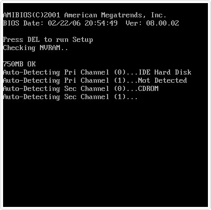 Power on Self Test screen
