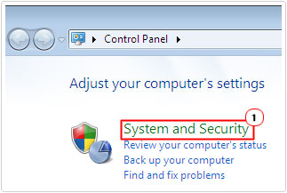 Click on System and Security