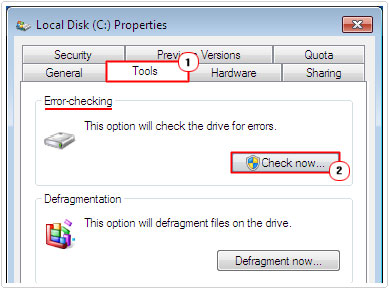 click on check now in tools of hd properties