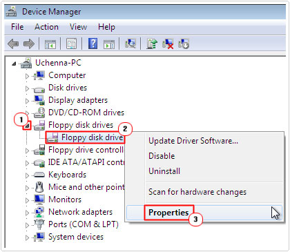Device Manager -> Device -> Properties to fix error code 10